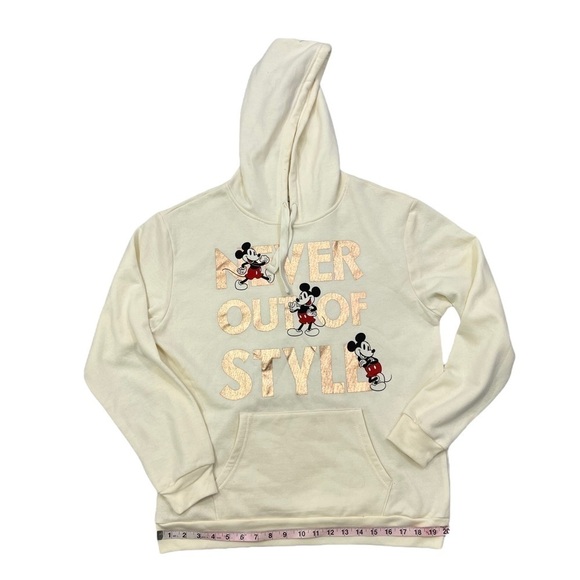 Disney Mickey Mouse Hoodie XL (15–17) Cream Women’s M Pullover Sweatshirt - Picture 6 of 8
